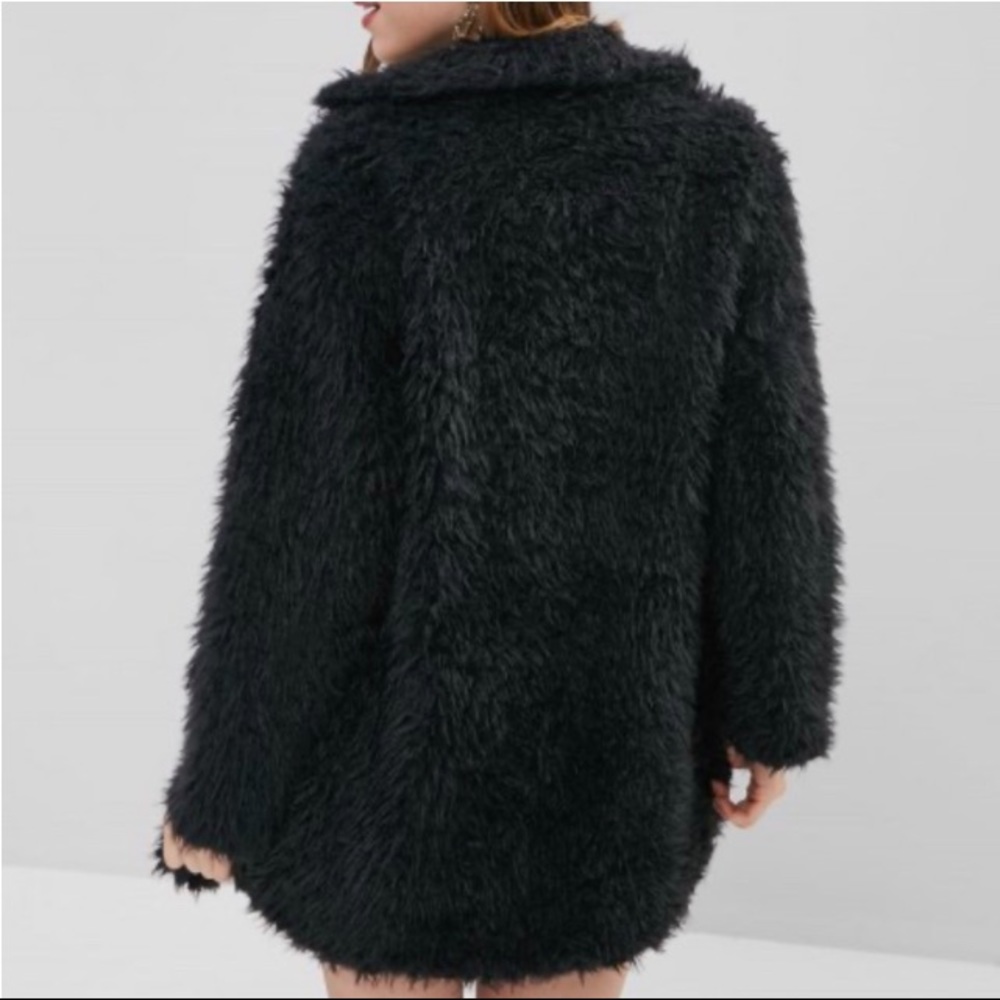 Open Front Sherpa Coat / Black - Picture 3 of 4